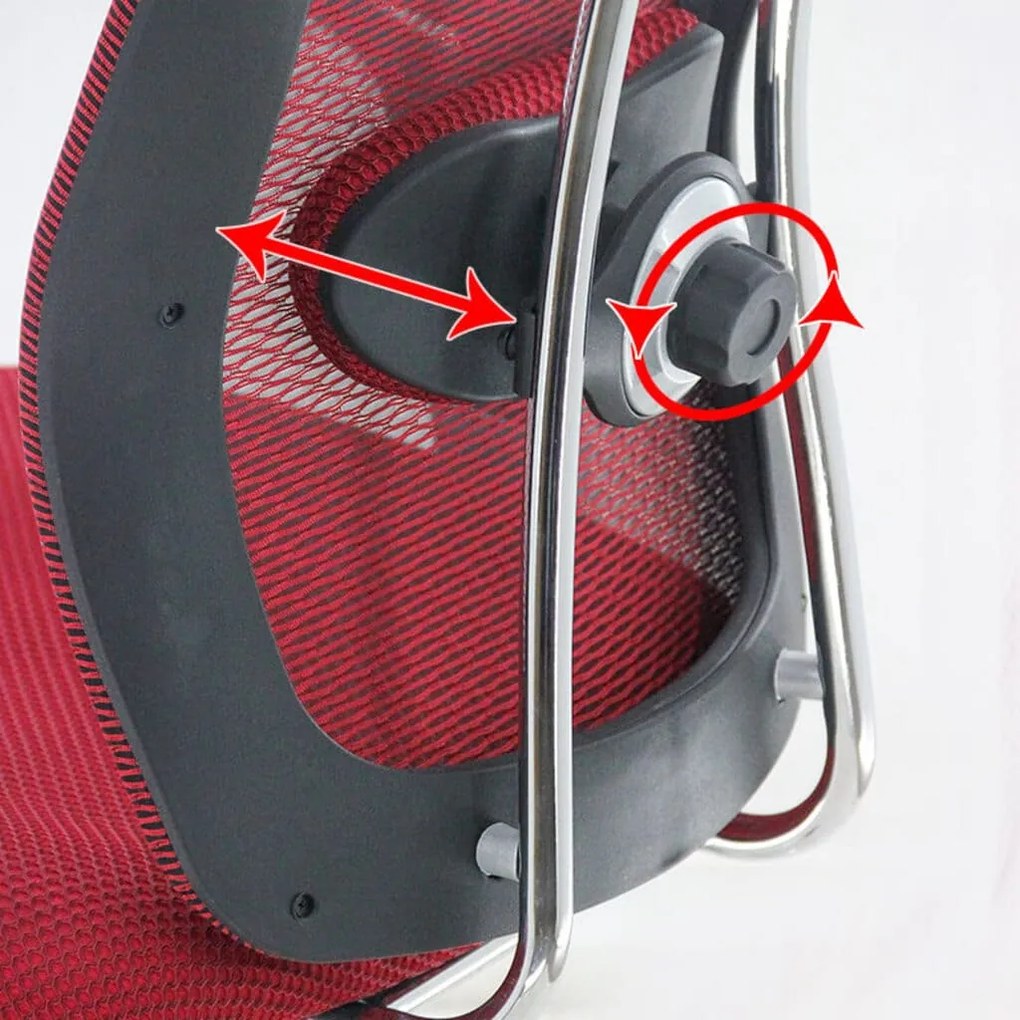 Scaun ergonomic OFF 988 vișiniu, tetieră și suport lombar reglabil