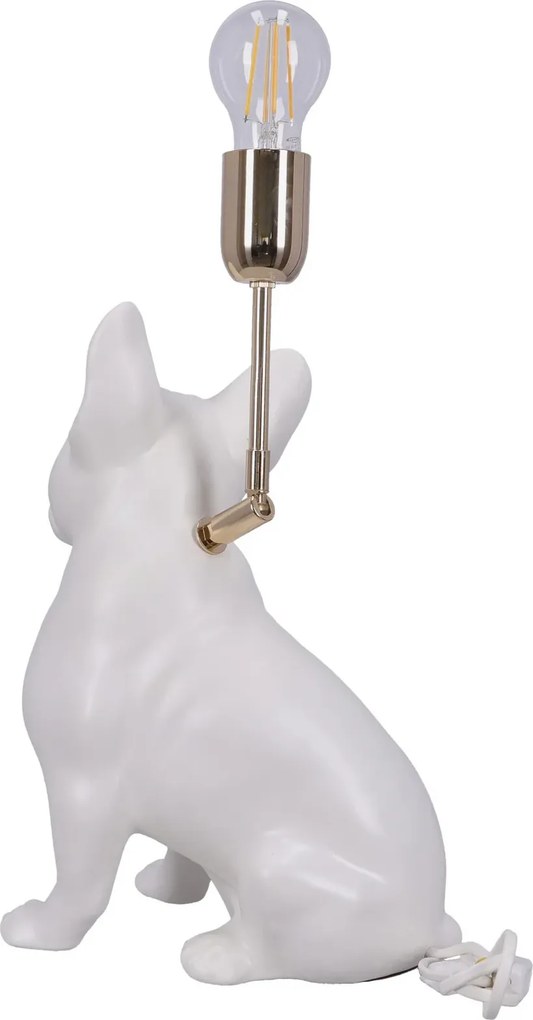 Lampa ceramica Bulldog alb mat h 35 cm