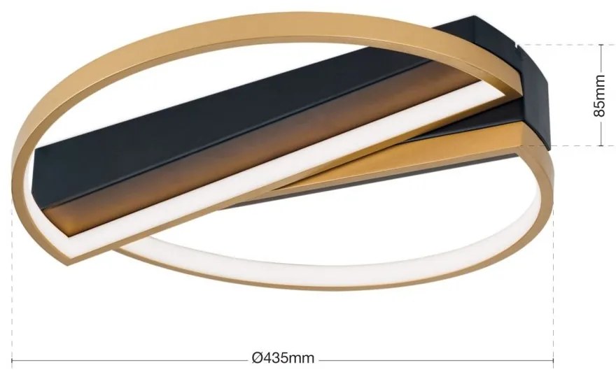 Plafoniera LED moderna design circular OLGA negru/auriu