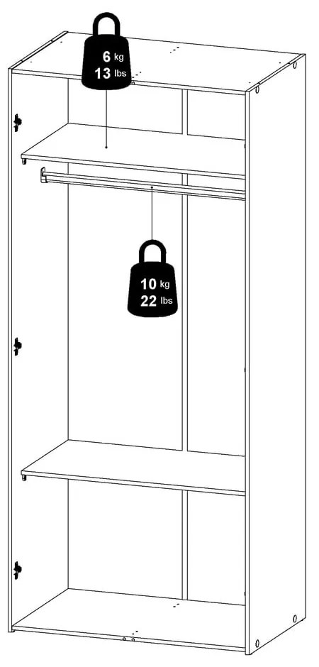 Șifonier alb 78x175 cm Space – Tvilum