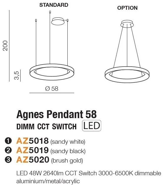 Lustra LED cu telecomanda design circular AGNES 58 DIMM CCT SWITCH WH