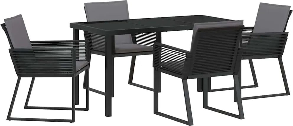 vidaXL Set de masă pentru grădină 5 pcs Negru