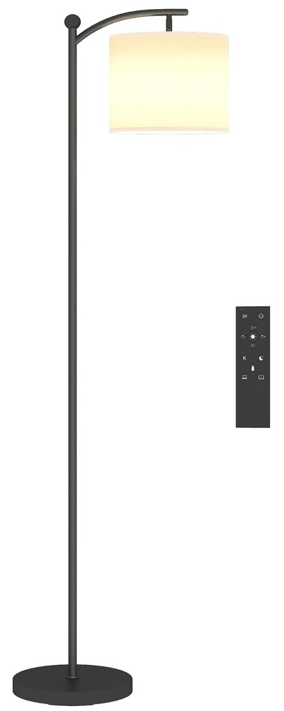 HOMCOM Lampă de Podea LED Reglabilă cu Telecomandă și Temporizator, Negru | Aosom Romania