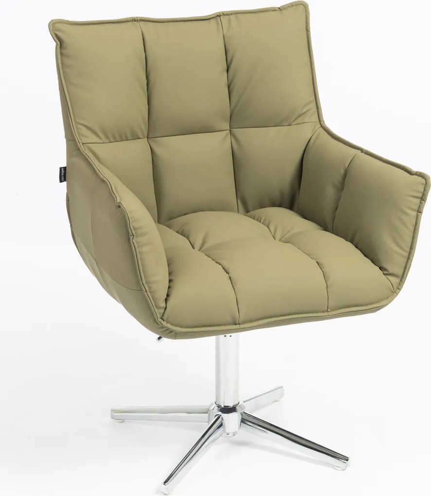 HR560CROSS Scaun Khaki Piele Ecologica Premium Soft cu Bază Cromata