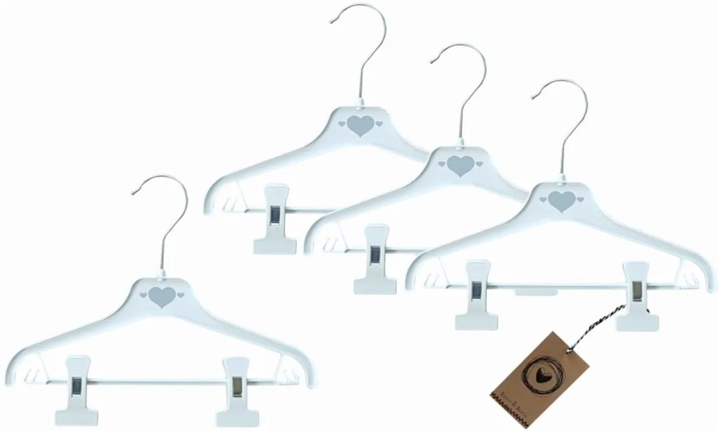 Z&Z Set 4 umerase pentru copii, Inima - alb/gri