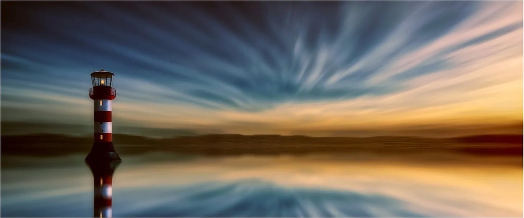 Tablou cu farul în mare (120x50 cm)