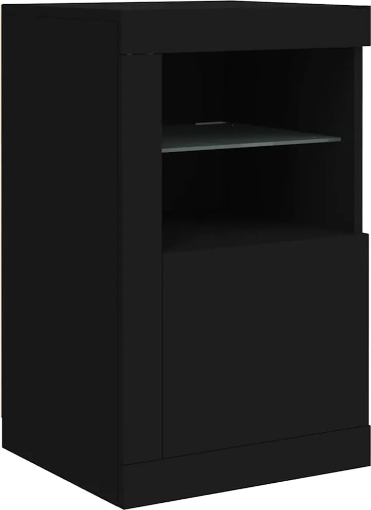 vidaXL Dulap lateral cu lumini LED, negru, lemn prelucrat