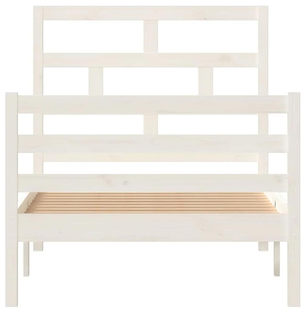 Cadru de pat ,alb, 90x200 cm, lemn masiv de pin