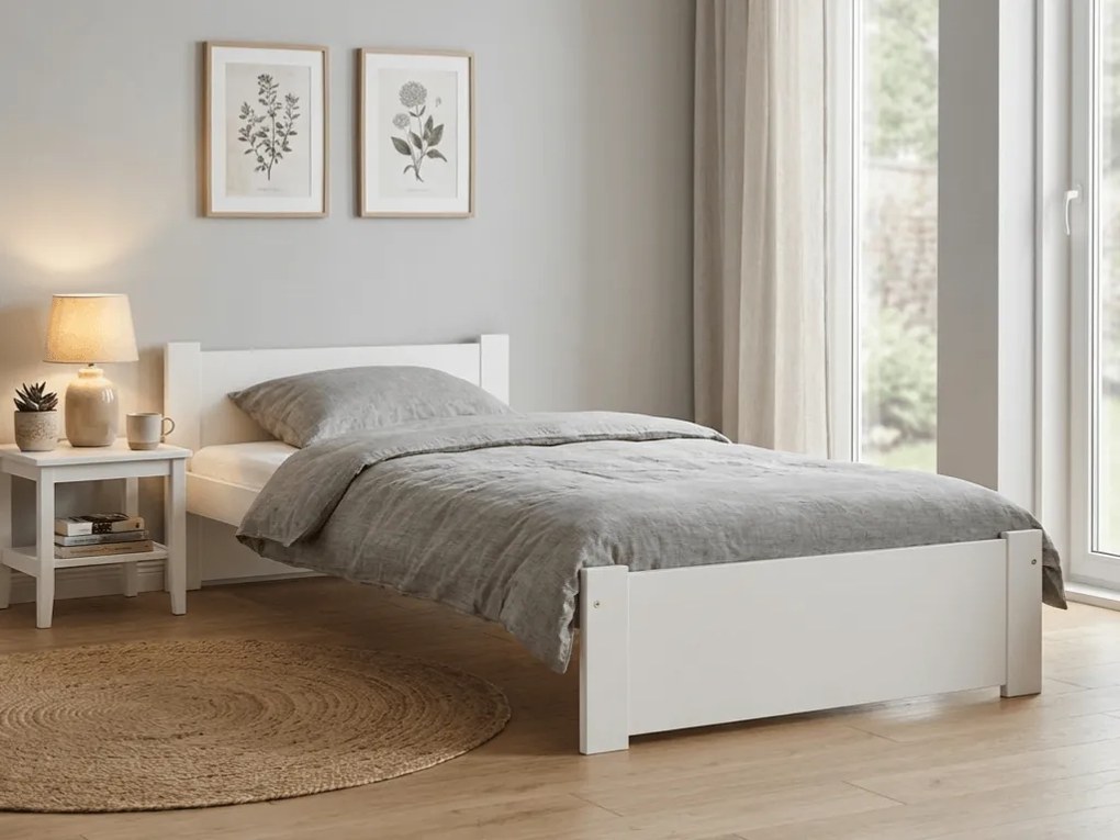 Pat IKAROS 80 x 200 cm, albă Saltele: Fara saltea, Somiera pat: Cu lamele drepte