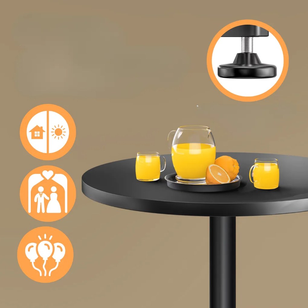 Masă de bar reglabilă din aluminiu NERO, Ø60 cm, negru Casaria