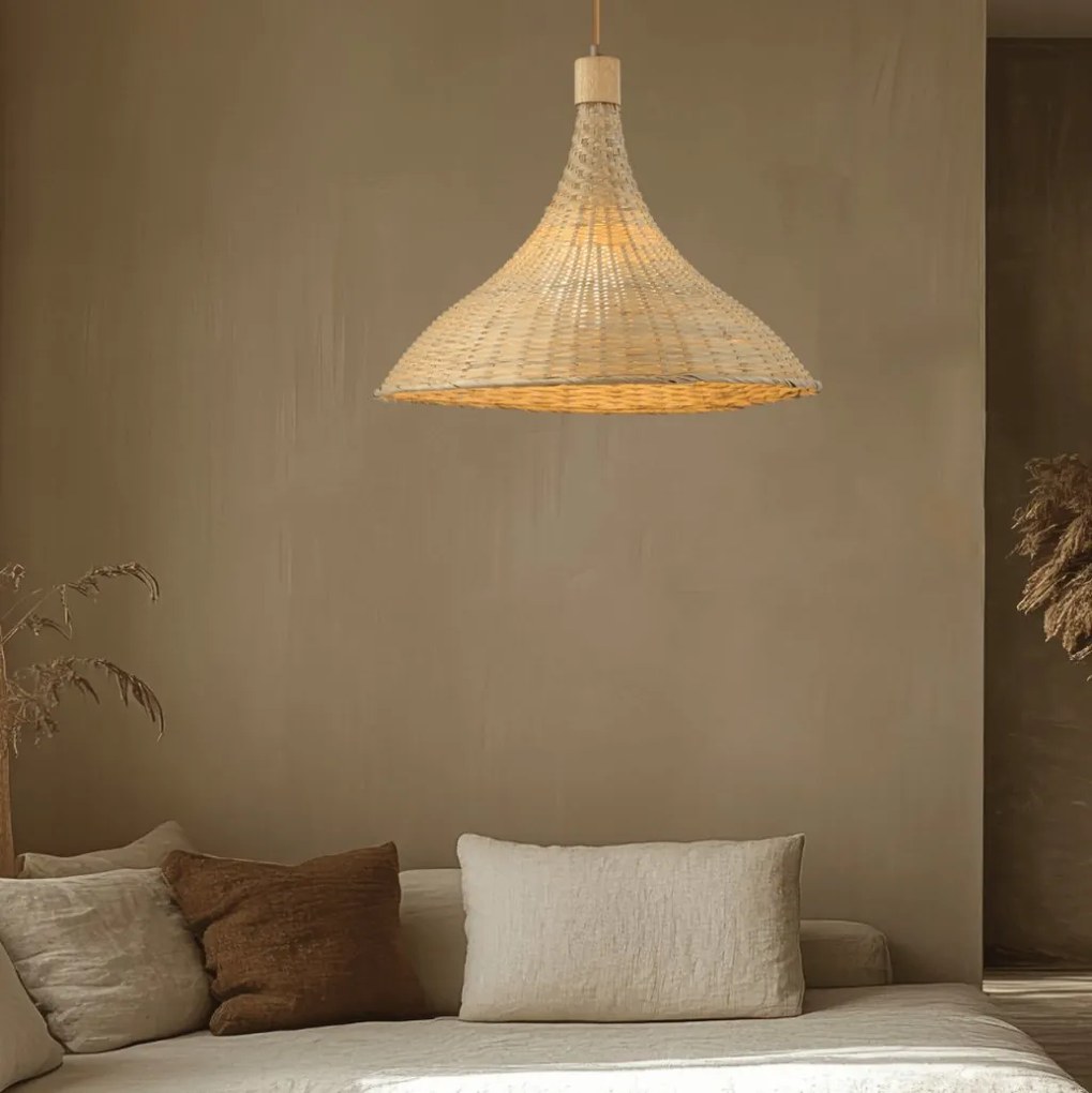 Lustra/Pendul din ratan natural, design boho style, Selby