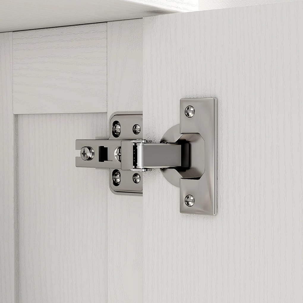 HOMCOM Dulap de perete, mobilier înalt de baie modern cu dulap cu dublă ușă și mânere aurii, 60x20x60 cm, alb | Aosom Romania