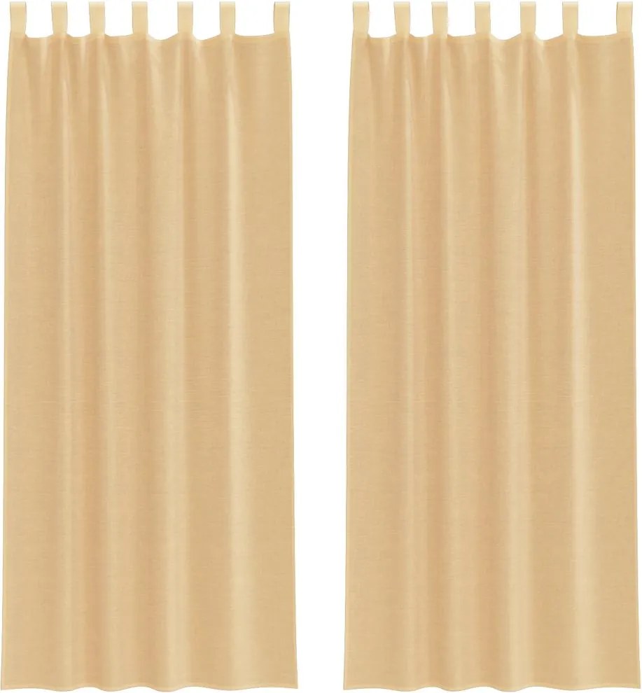 vidaXL Perdele Voile cu Bucle 2 buc Nisip 140x260 cm