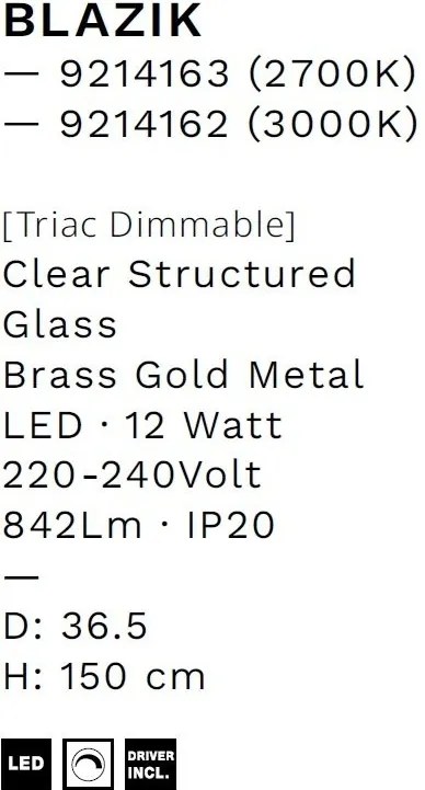 Lustra LED design decorativ 3000K BLAZIK D-36,5cm