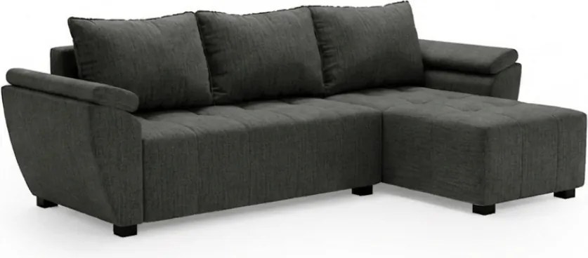 OFERTA Canapea extensibila de colt, reversibila, LIVARO 251x140 cm, gri inchis, a doua calitate