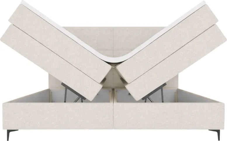 Pat tapițat boxspring BRIANA 180x200 cm crem Saltea: Saltea cu arcuri Bonell