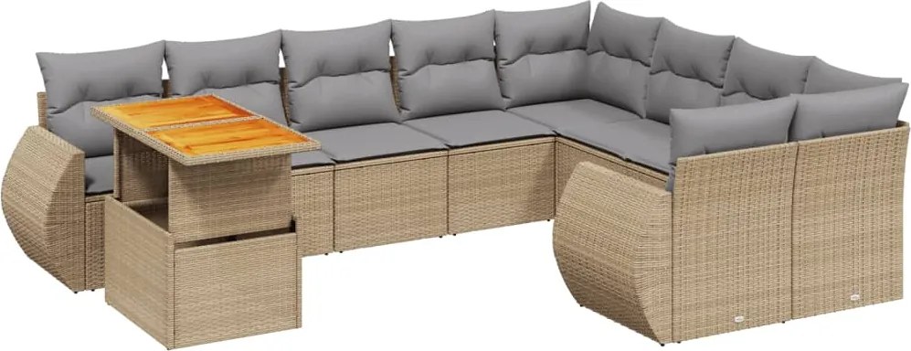 vidaXL Set canapele de grădină cu perne, 10 piese, bej, poliratan