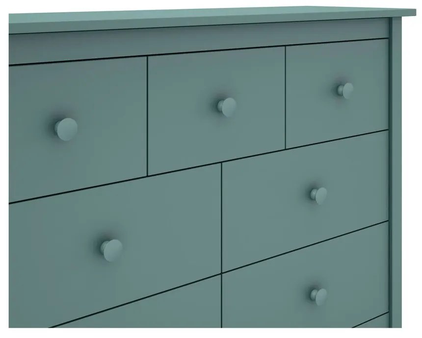 Comodă pentru copii în culoarea petrolului joasă din lemn de pin 110x80 cm Max – Marckeric