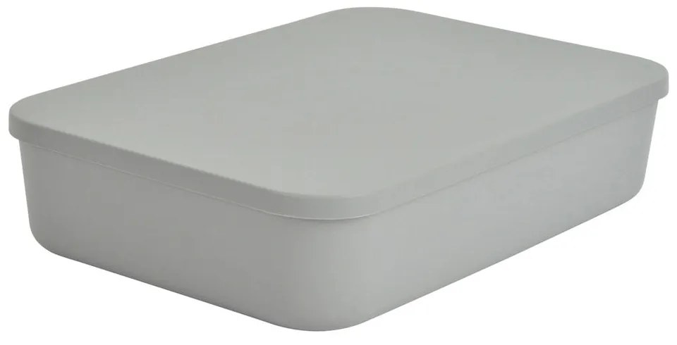 Cutie de depozitare gri din plastic cu capac 35,5x25,5x8 cm – Homéa