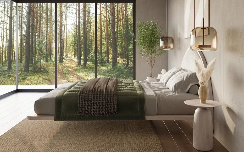 Pat lemn masiv levitant Visby Personalizabil - 180x200, Fara, Alb