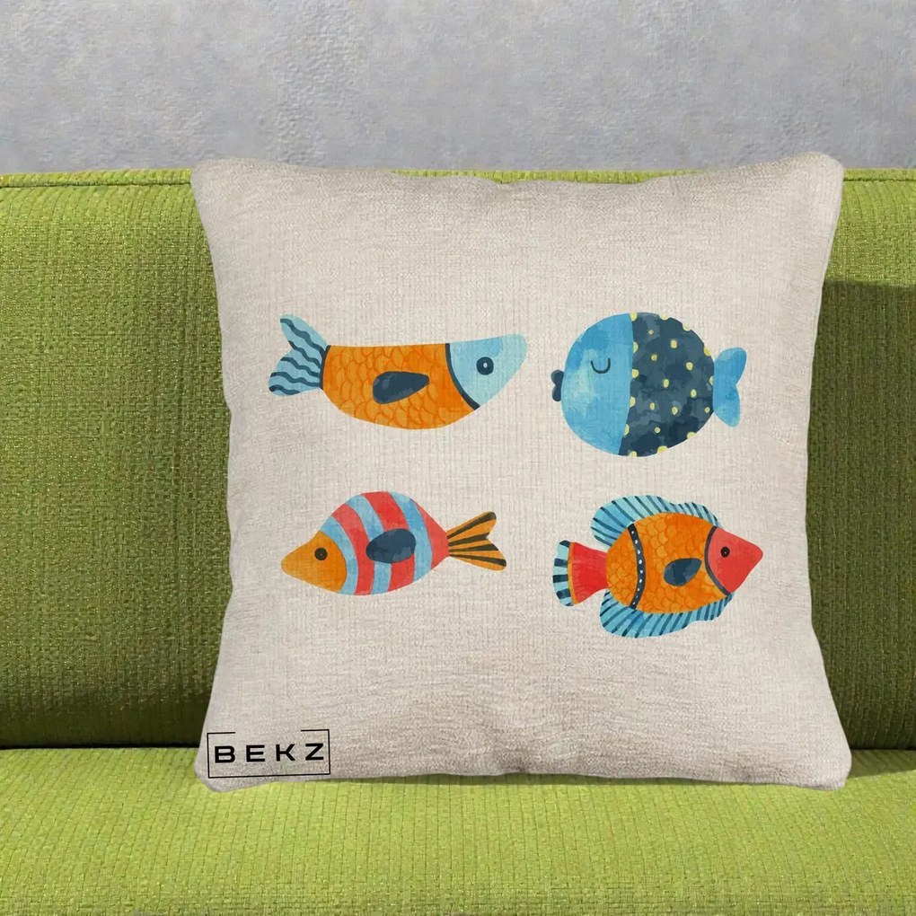 Perna Decorativa Pesti Acuarela, 40x40 cm, Bej Canapea, Husa Detasabila, Perna Inclusa, BEKZ®