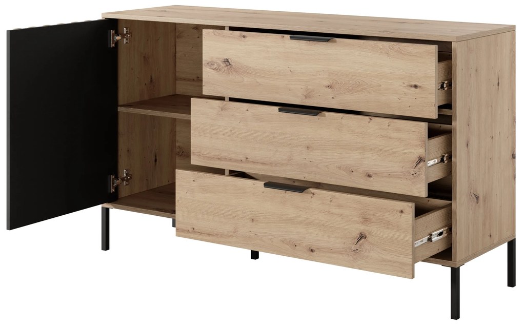 Comodă Tallin 138 (Stejar artisan + antracit). 1071400