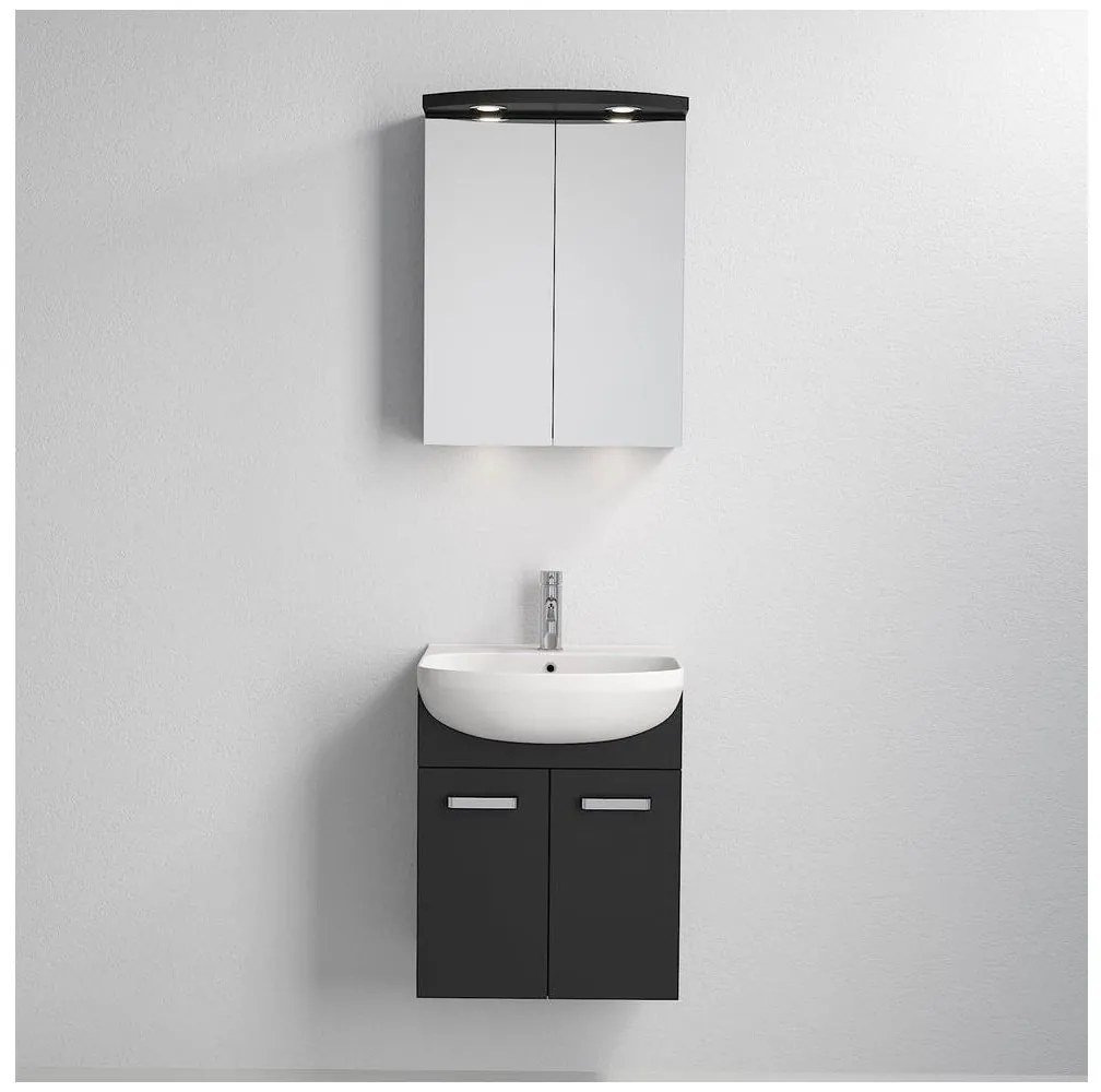 Corp pentru baie Vang cu chiuvetă + dulap cu oglindă LED 230V IP44 negru