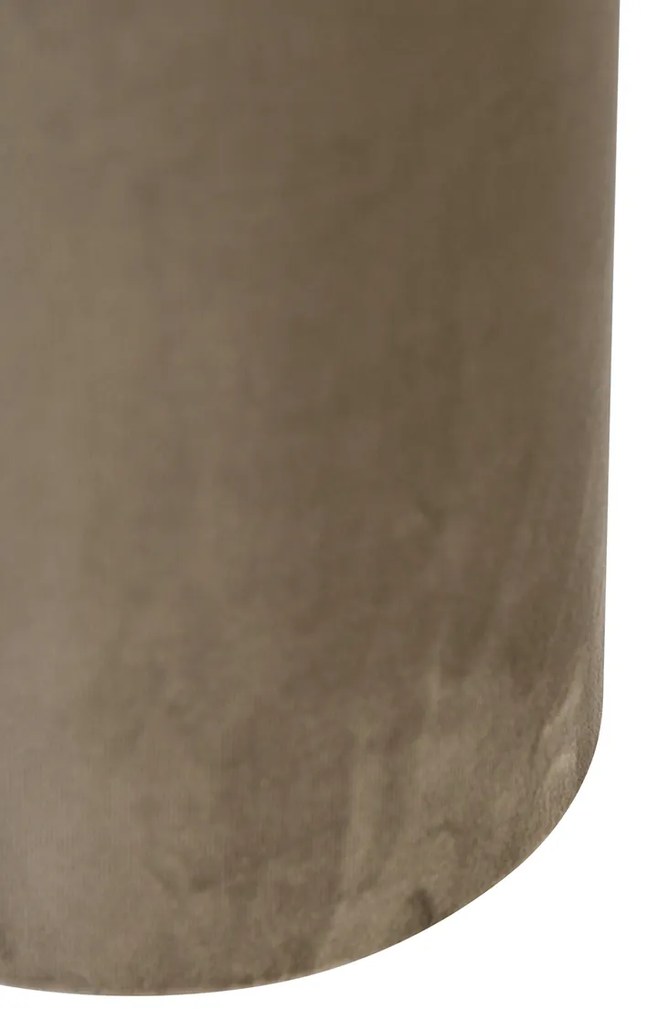 Abajur din catifea taupe cu interior auriu 15/15/25