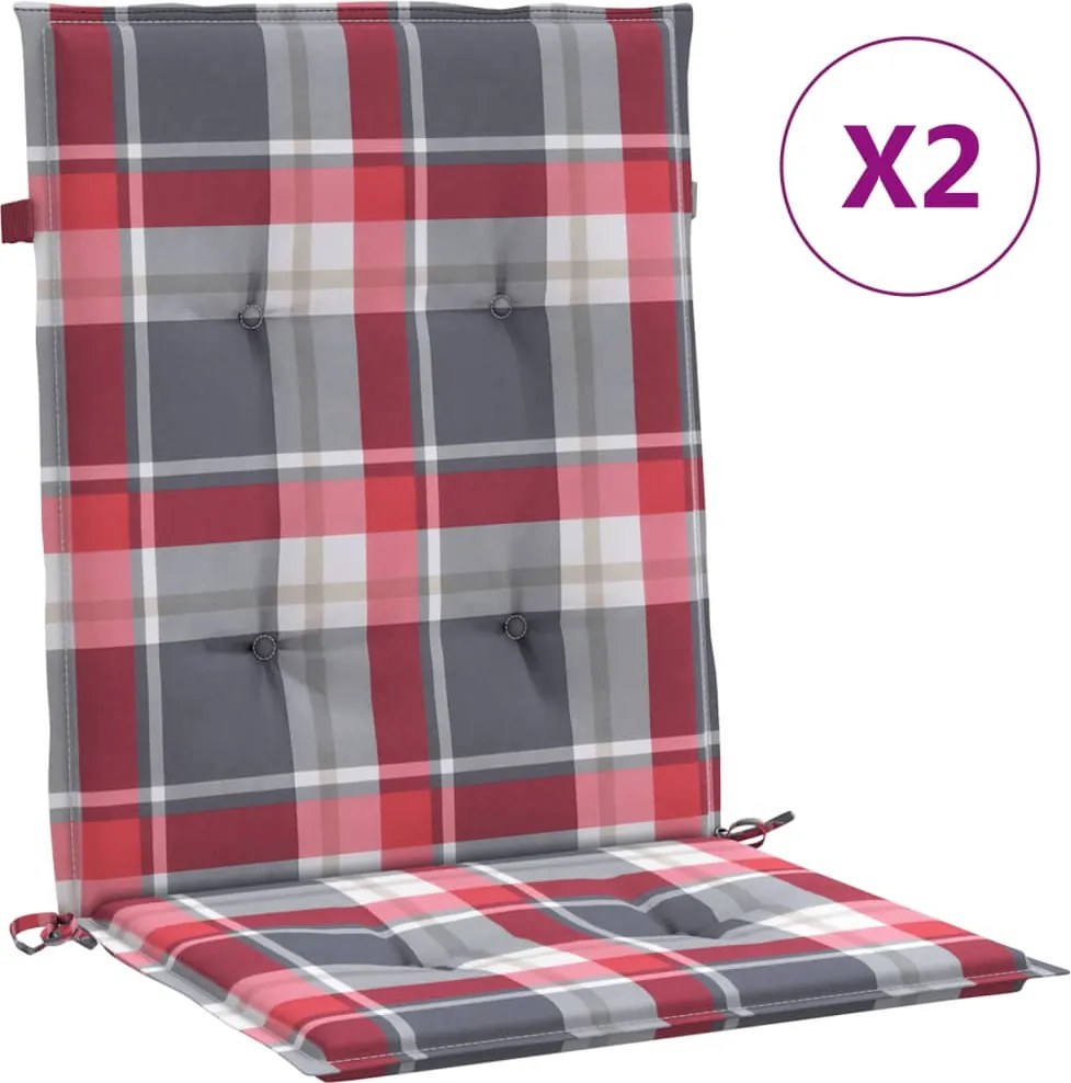 vidaXL Perne cu spătar roșu carouri, 2 buc., 100x50x3cm, textil Oxford