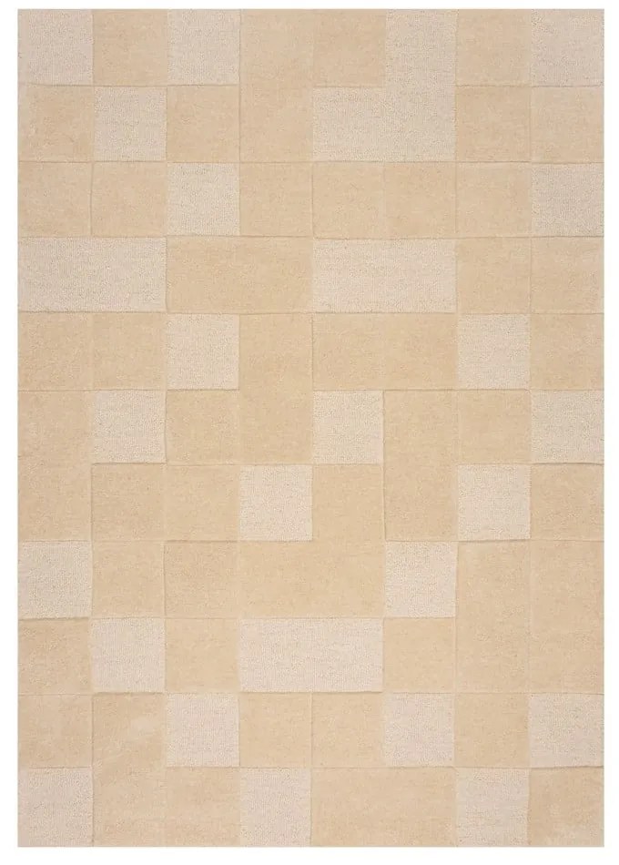 Covor bej țesut manual din lână 300x400 cm Checkerboard – Flair Rugs