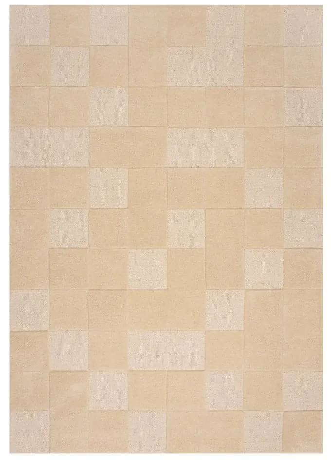 Covor din lână bej 170x120 cm Checkerboard - Flair Rugs