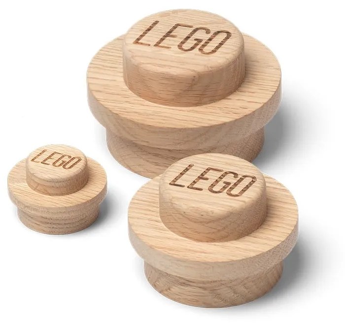 Set 3 cârlige de perete din lemn LEGO®.