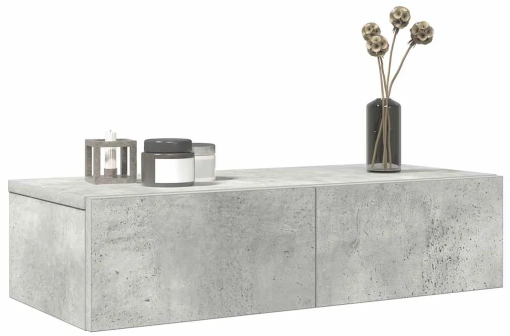 vidaXL Raft de perete cu sertare Gri beton 60x26,5x15cm Lemn prelucrat