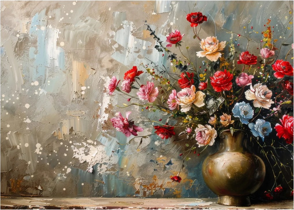 Tablou pe sticlă - Vaza de flori (70x50 cm)