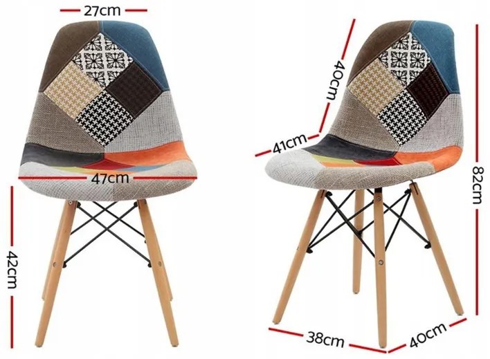 ShopJK SCAUN PATCHWORK MULTICOLOR, STILUL SCANDINAV