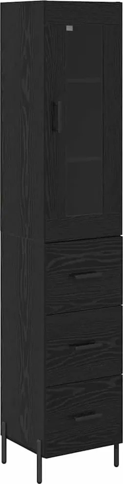 vidaXL Bufet cu sertar Stejar Negru 34,5 x 34 x 180 cm Lemn compozit
