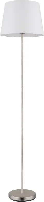 Lampadar de podea metal nickel abajur textil alb JORIS