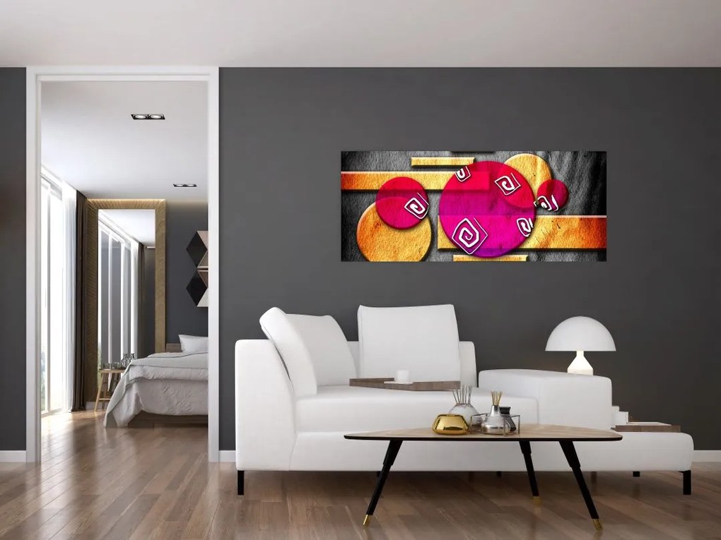 Tablou abstract cu simboluri istorice (120x50 cm)