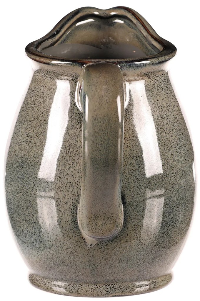 Cana de ceramică gri, 13 x 14 x 17 cm, mică, 17 cm