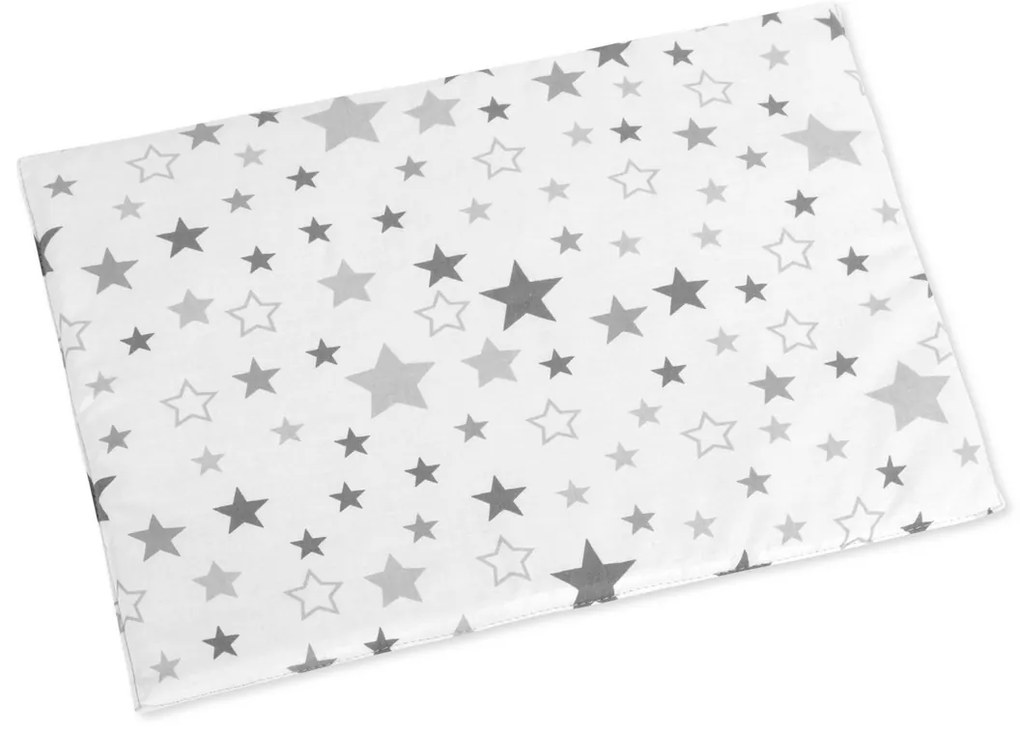 Pernă de pătuț pentru bebeluș Bellatex Stars alb/gri, 43 x 32 cm