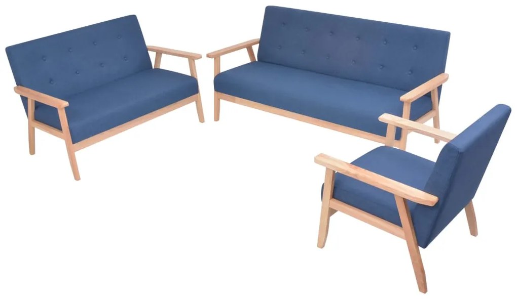 vidaXL Set cu canapele, 2 piese, material textil, albastru