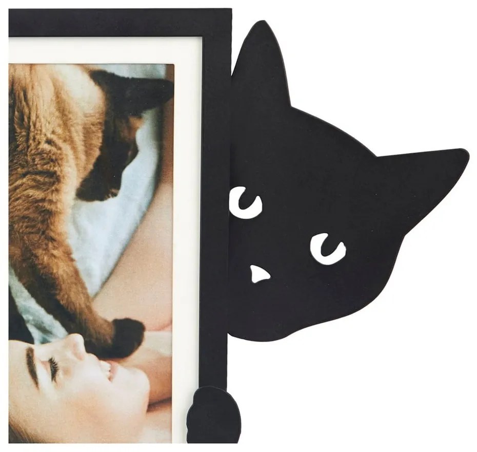 Ramă foto neagră cu picior de susținere din metal 31x19,5 cm Hidden Cat – Balvi