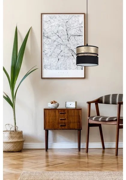 Lustră pe cablu LIMA 1xE27/60W/230V aurie/neagră