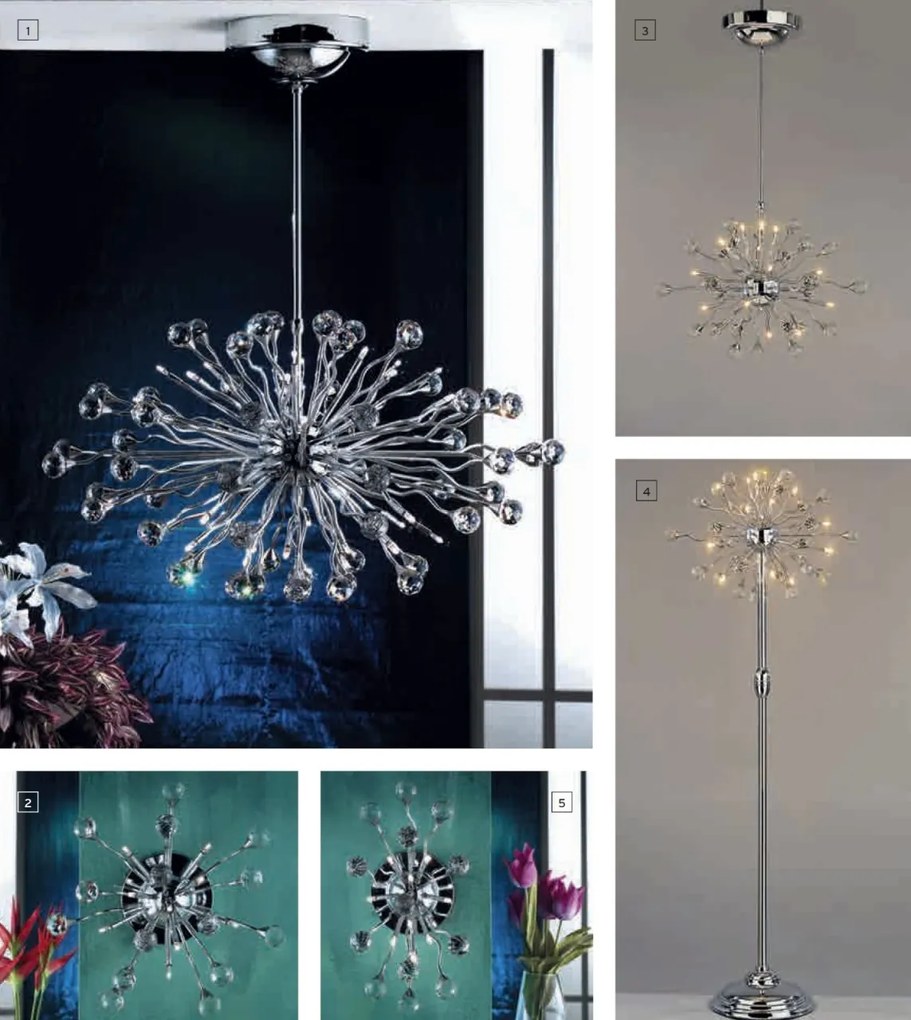 Lampadar cristal Swarovski Spectra design modern de lux GALAXY 15L crom