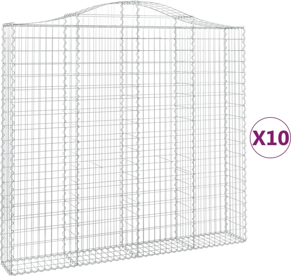 vidaXL Coșuri gabion arcuite 10 buc, 200x30x180/200cm, fier galvanizat