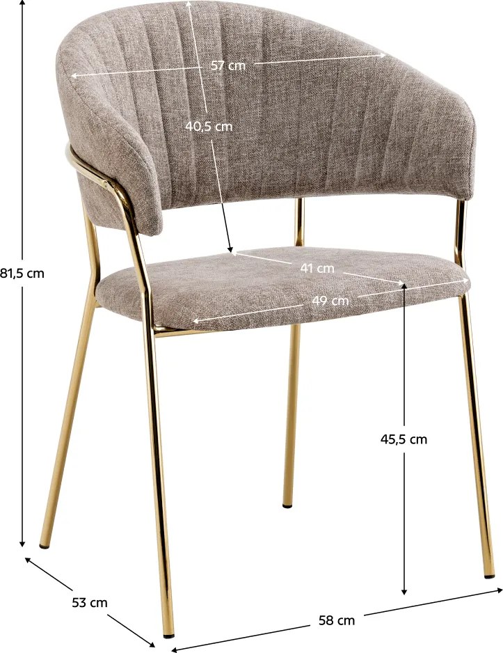 Fotoliu de sufragerie de design, textil maro/gold crom auriu, DASMIN TIP 1