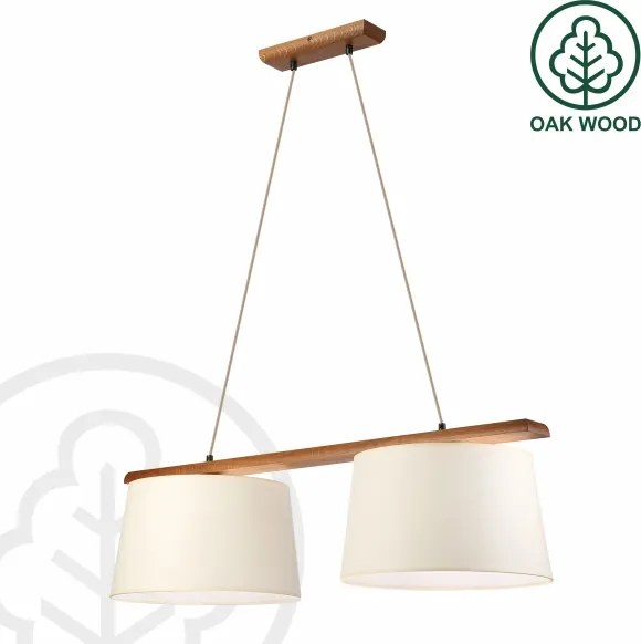 Lampă suspendată pe cablu AIDA 2xE27/15W/230V Ø 35 cm stejar/crem