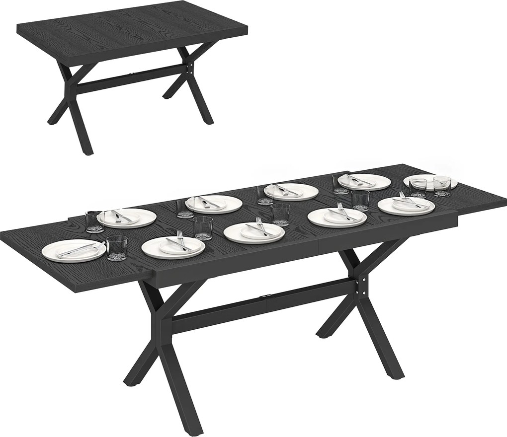 Outsunny Masă de Grădină Extensibilă din Aluminiu Masă de Luat Masa în Aer Liber Efect Lemn 8-10 Persoane 214x85x73cm Gri Antracit | Aosom Romania