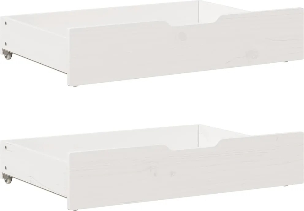 vidaXL Sertare de pat, 2 buc., 80x55x17 cm, alb, lemn masiv de pin