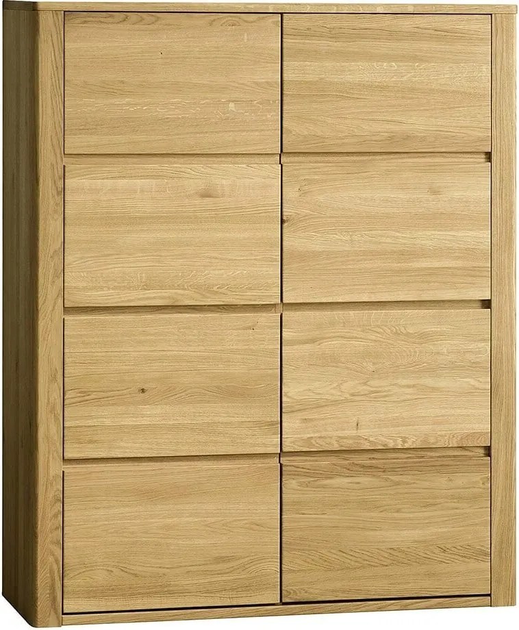 Comodă lemn masiv natur Hugo Stejar, 123.5 × 42 × 150 cm
